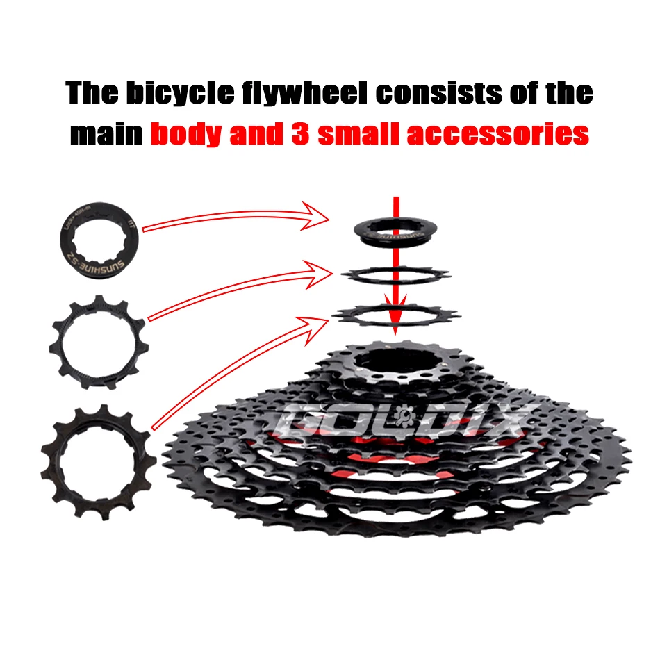 Bicycle cassette 8/9/10/11/12 speed HG flywheel for SHIMANO HG structure specification black mountain bike freewheel