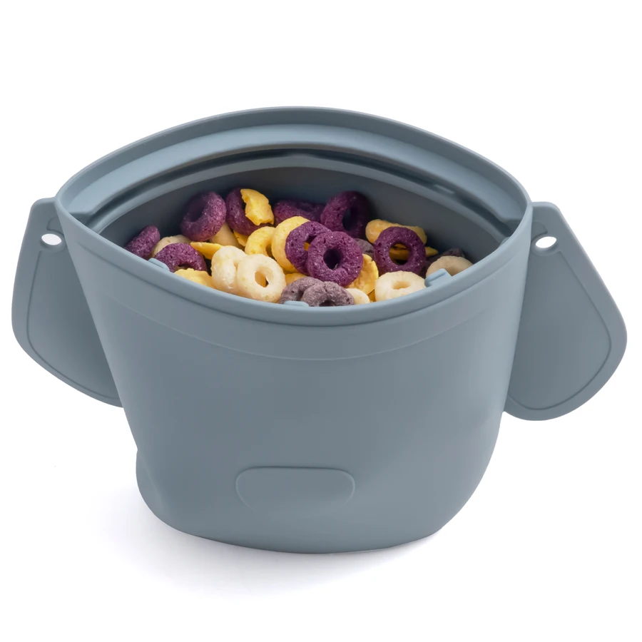 Portable Baby Snacks Bag Reusable Silicone Food Container For Newborn Waterproof Cartoon Animals Food Bag Baby Stuff