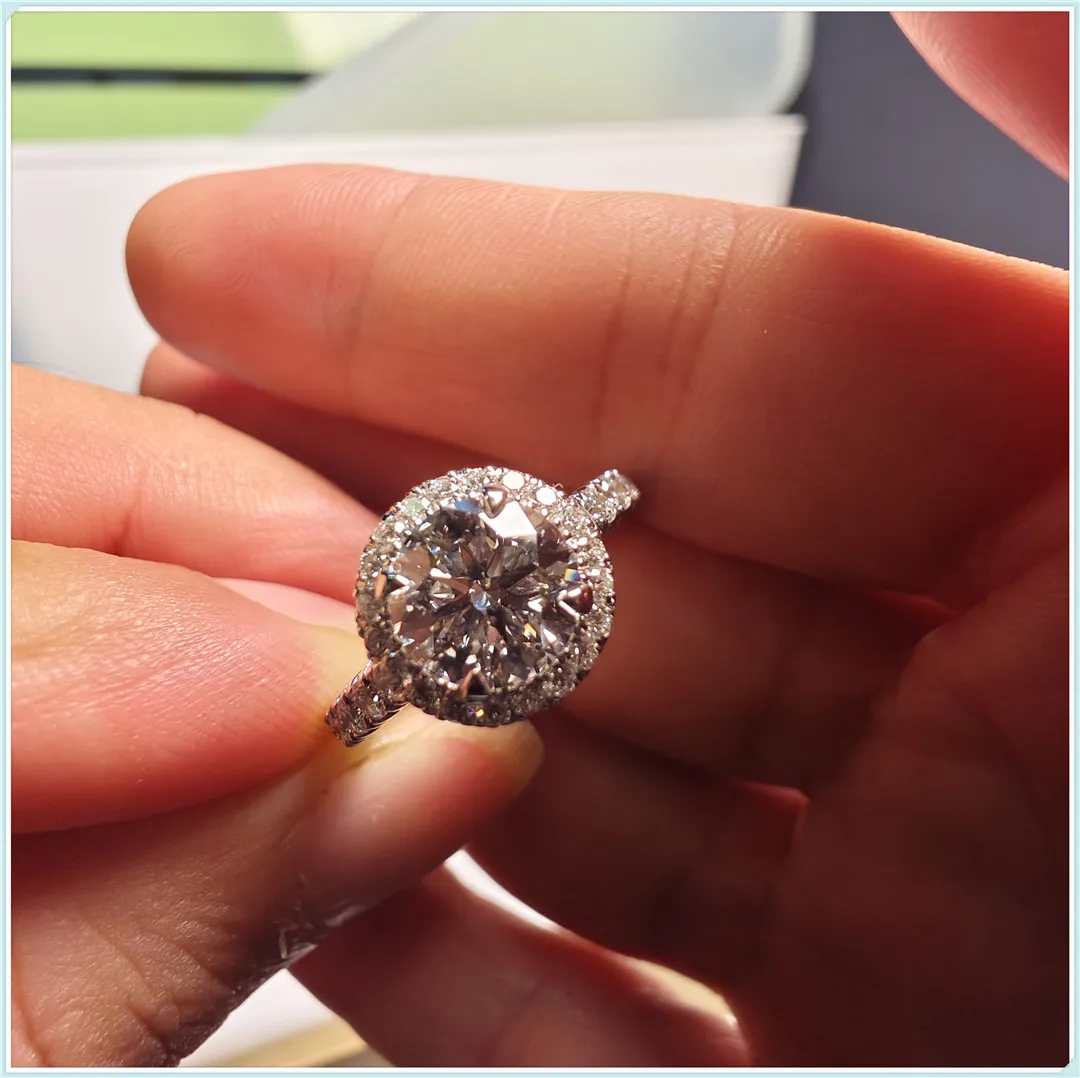 

1.80ct E VS1 CVD HPHT Rings Round Cut IGI Certified Lab Created Diamond Engagemen fashion jewelry wholesalet Ring 18k White Gold