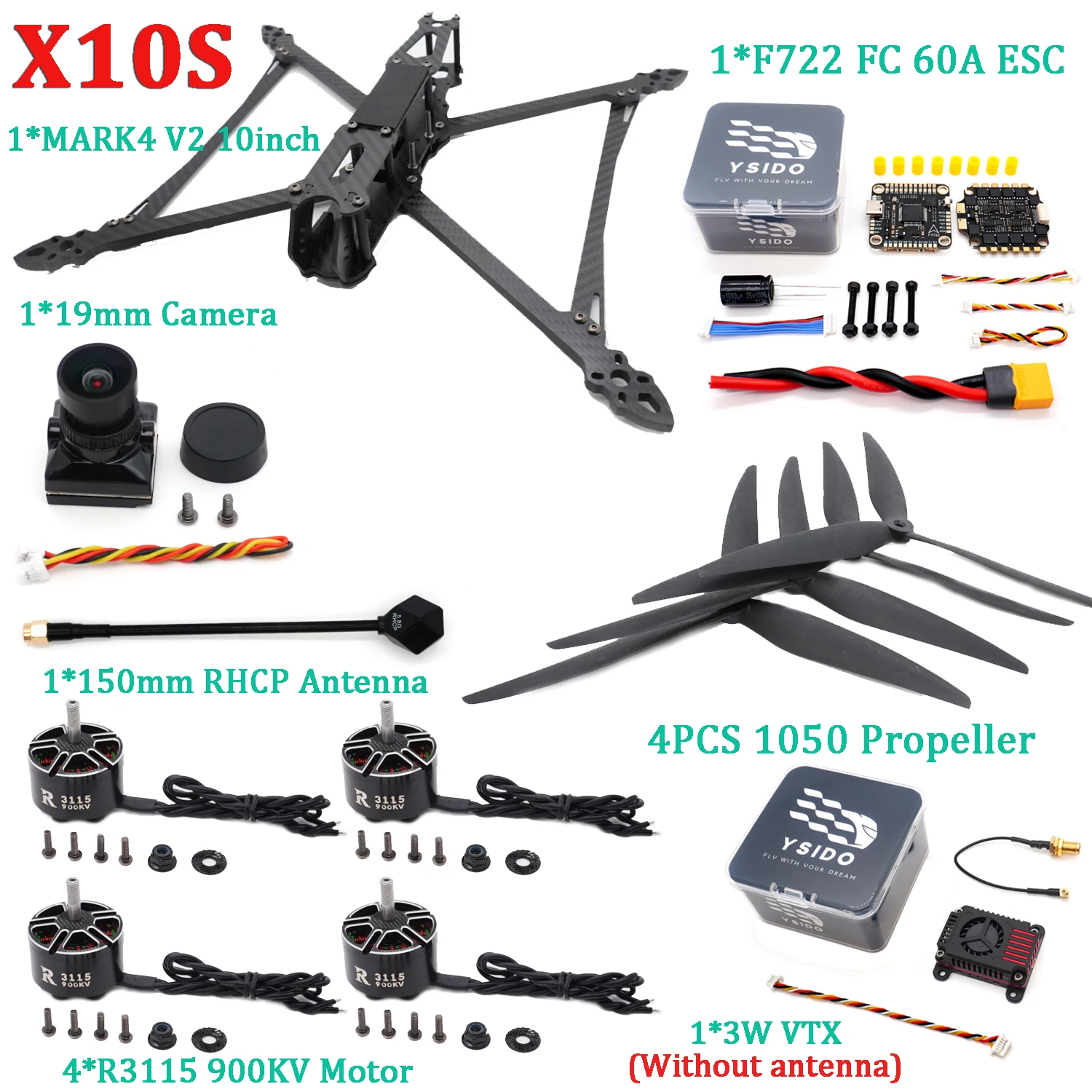 ตัวเลือกสินค้า โดรน FPV 427 มม. รุ่น Mark4 V2 พร้อมอุปกรณ์ครบชุด