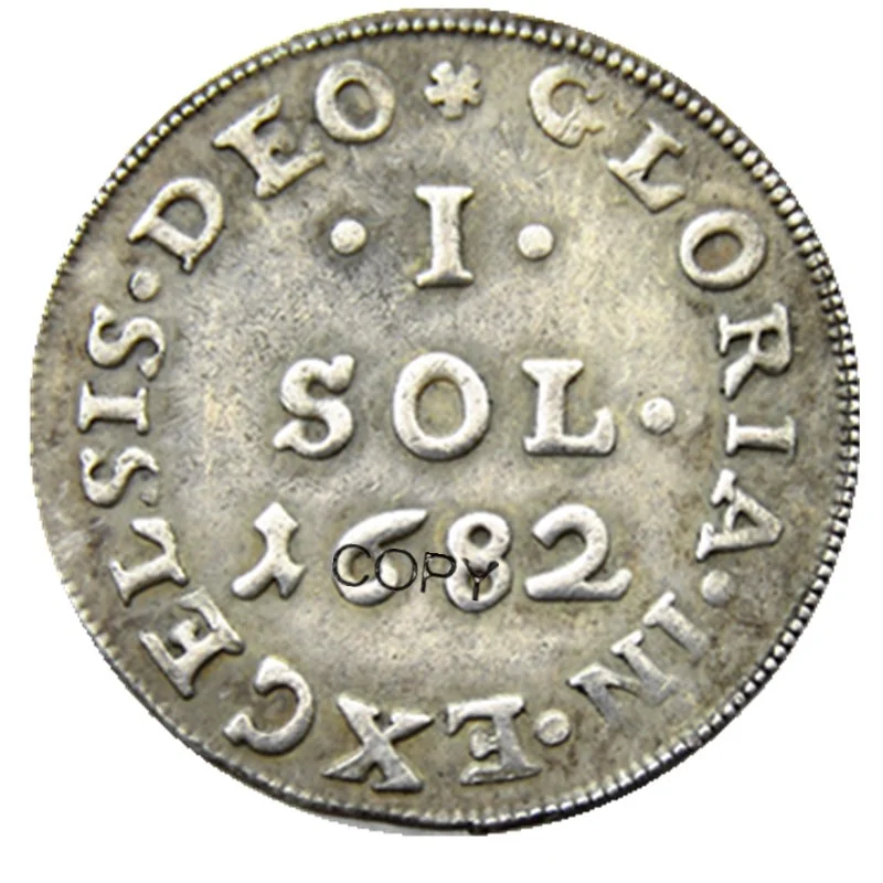 

Копировальные монеты с серебряным покрытием France 1682 1sol