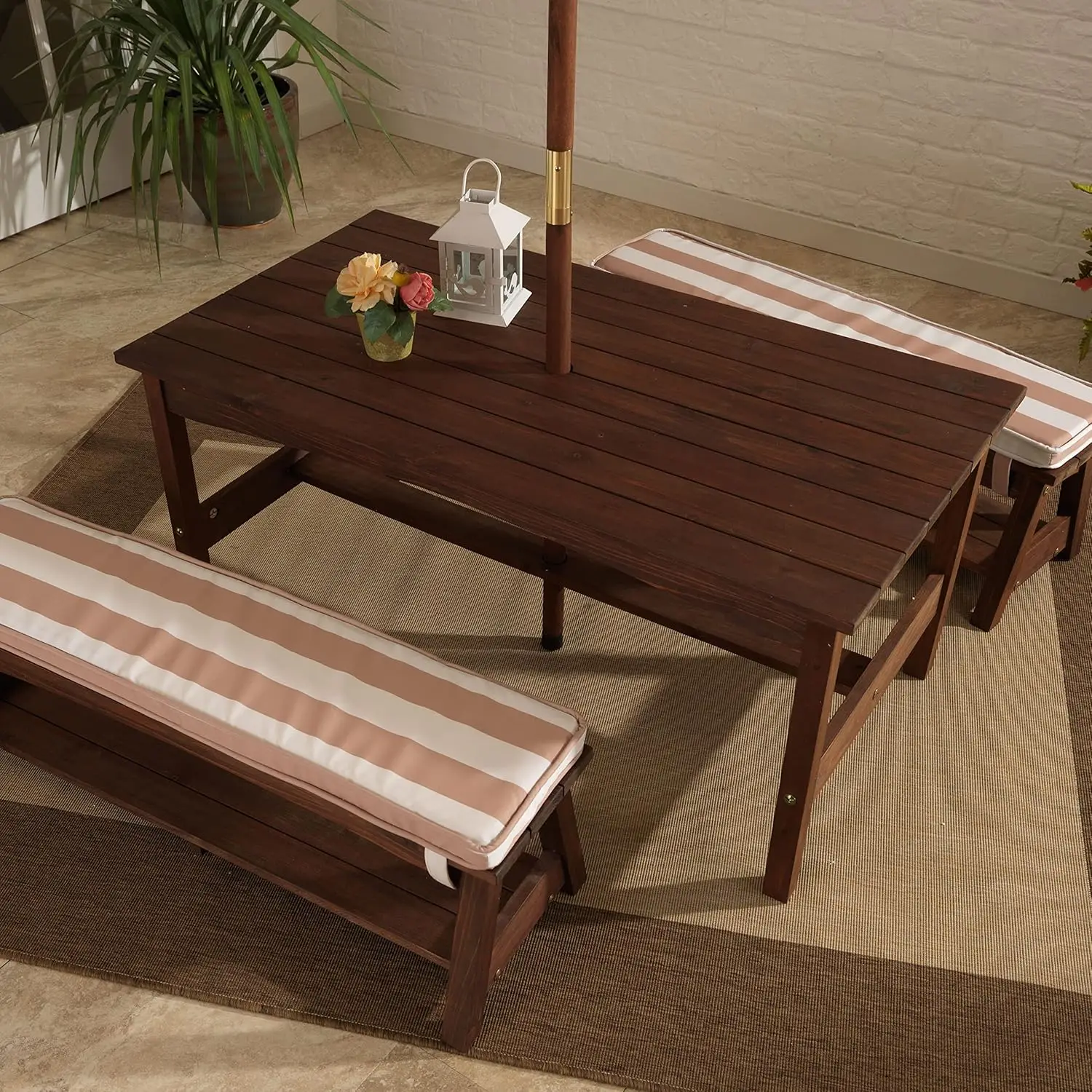 KidKraft Outdoor Table & Bench Set with Cushions and Umbrella 3