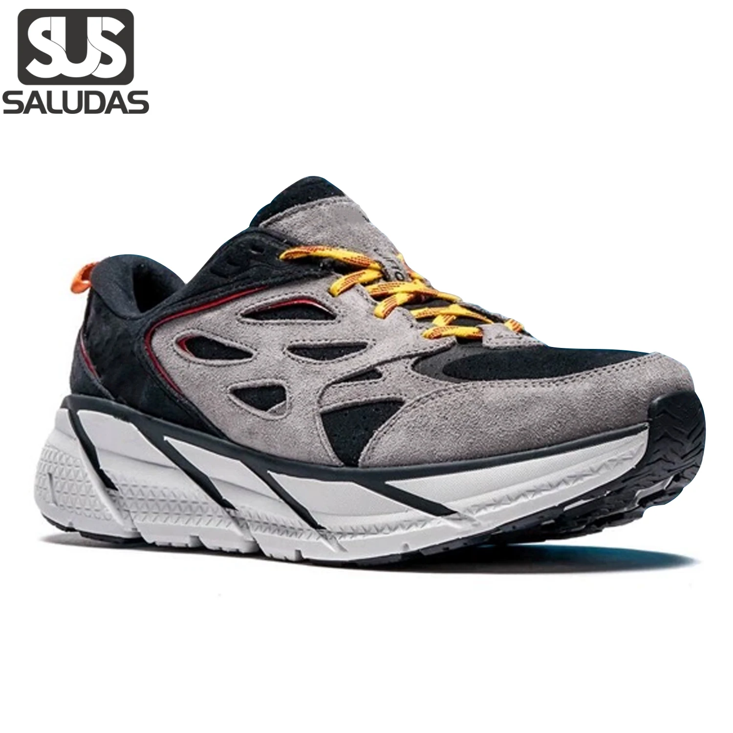 

SALUDAS Clifton L Suede Running Shoes Mens Women Lightweight Cushioning Marathon Absorption Breathable Highway Trainer Sneakers