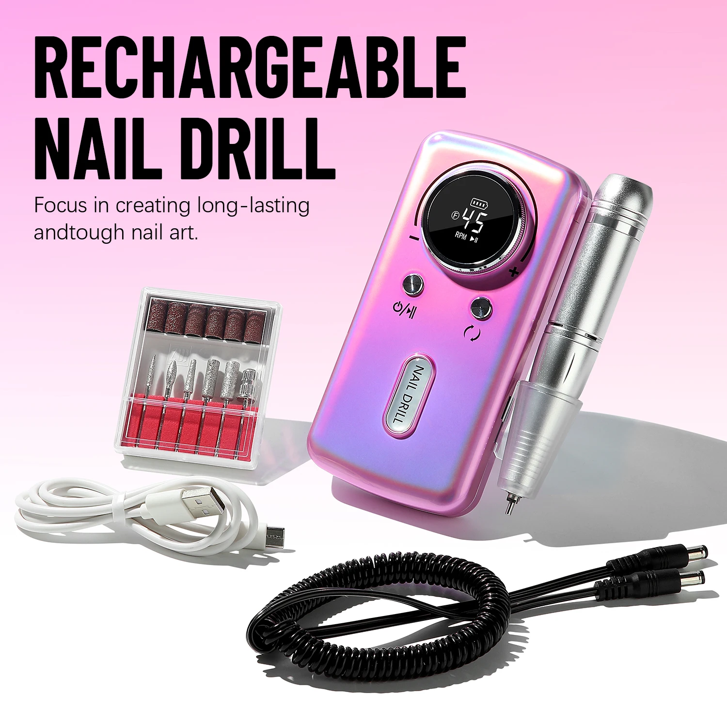 45000RPM Electric Nail Drill Machine Professional Nail Drills for Gel