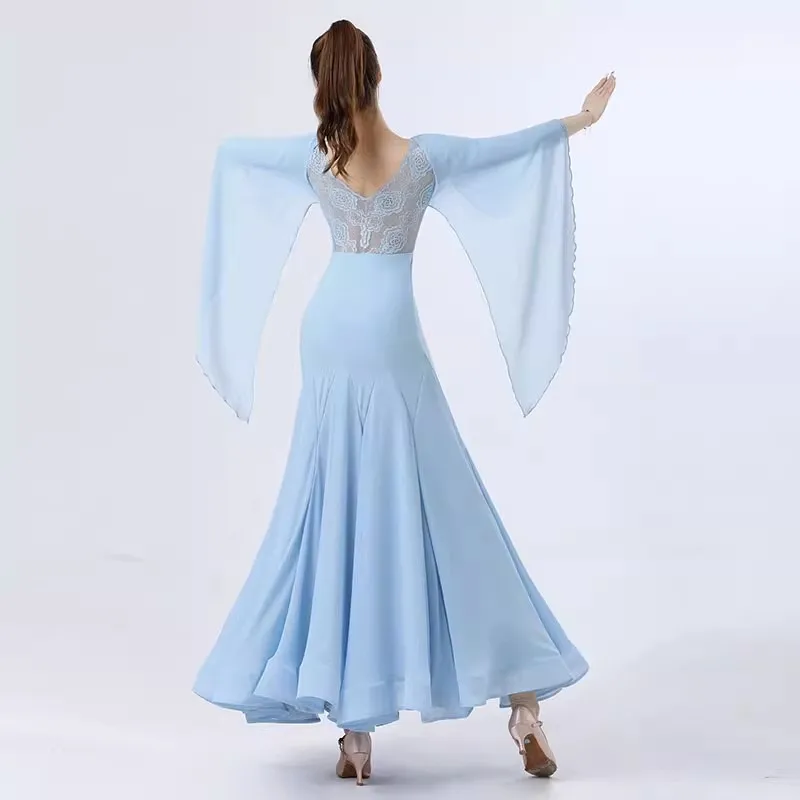 Ballroom Dance Dress Women's Elegant Lace Party Modern Costumes Big Swing Waltz Performance Stage Wear Clothes