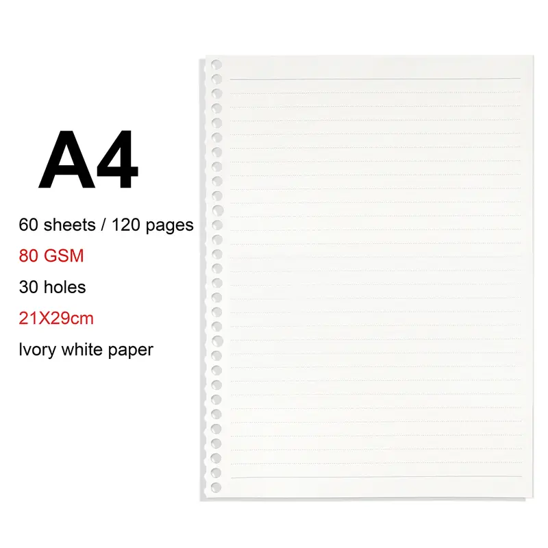 A4/B5/A5 Loose Leaf Refill Binder Notebook Blank/Line/Grid/Cornell Replacable Metal Ring Office&School Supplies Stationery - Image 22