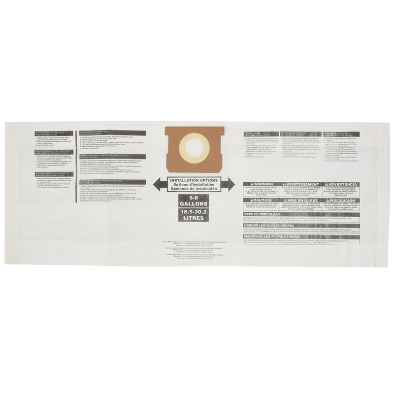 

Universal Dry Dust Bag 5 to 8 Gallon Vacuum Cleaner Replacement Accessory Fit for Shop Vac 90661 906-61 9066100