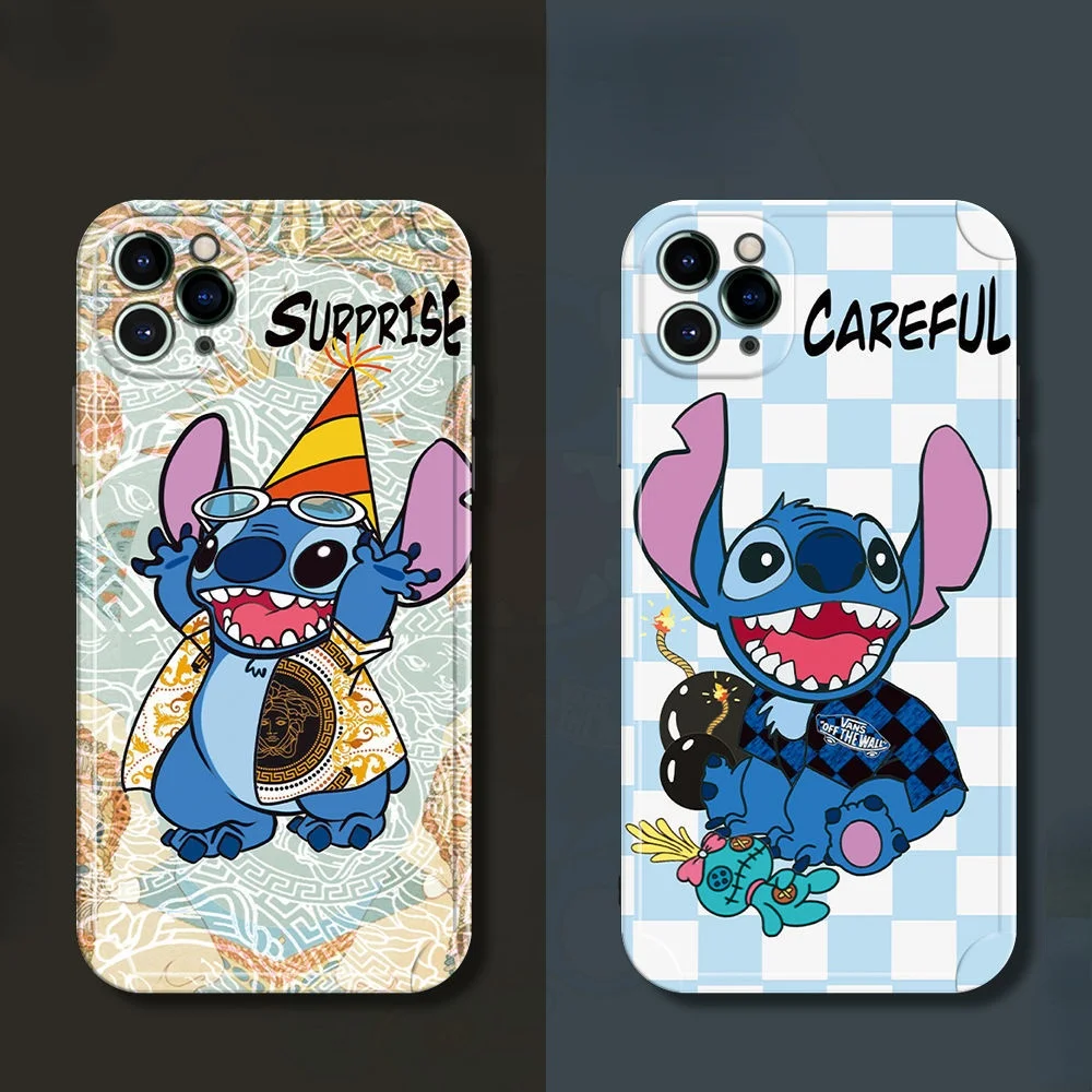 Disney Stitch Cartoon Mobile Phone Case For Iphone 13 7 8 Plus X Xs Xr Xsmax 11 Pro Max 12pro Max Couples Cute Phone Shell Phone Case Covers Aliexpress