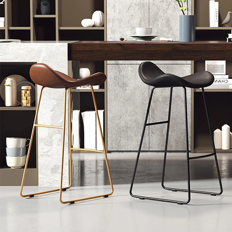 

Waterproof Kitchen Island Bar Chair Base Shell European Lounge Bar Stool Leather Black Taburetes Altos Cocina Home Furniture