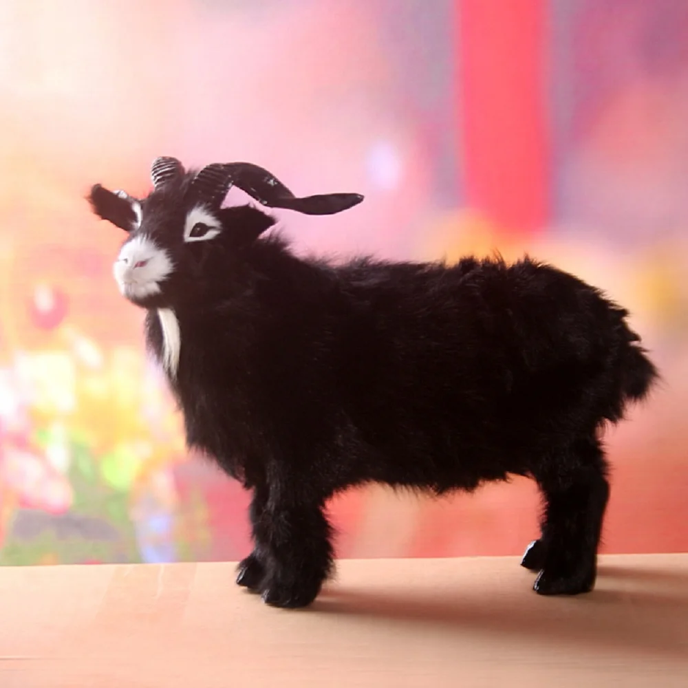 

simulation black sheep model plastic&fur goat toy decoration gift about 35x28cm t450