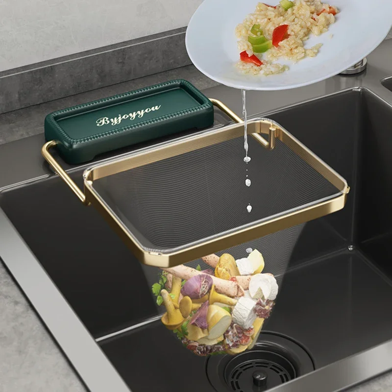 Suporte de filtro de pia dobrável, filtro de pia de cozinha, escorredor de sobras, rede de lixo, prateleira, filtro, sacos de malha de lixo descartáveis