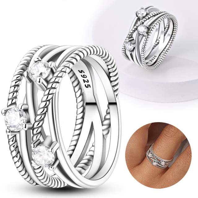 New Silver 925 Ring Stackable Infinite Heart Daisy Flower for Women Original Silver 925 Rings Brand Jewelry Gift