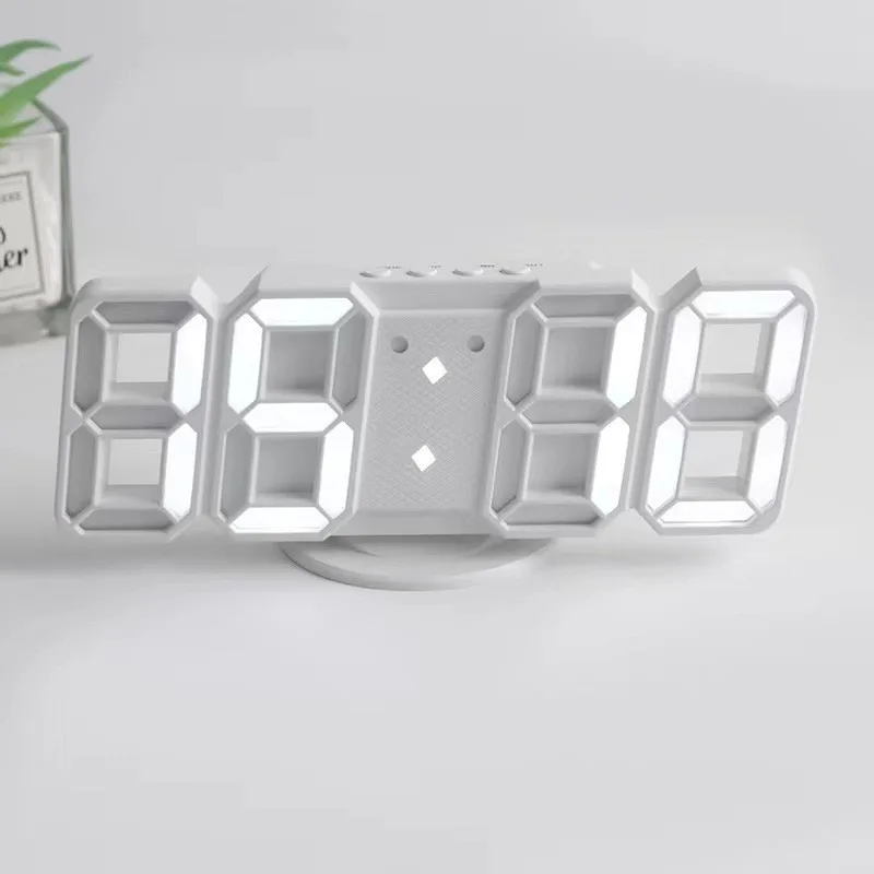 Mini 3D Digital Clock LED Electronic Alarm Clock Wall Clocks Wall-mounted Luminous Light Desk Decorating Table Decorations Home 2