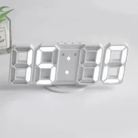 Mini 3D Digital Clock LED Electronic Alarm Clock Wall Clocks Wall-mounted Luminous Light Desk Decorating Table Decorations Home 2