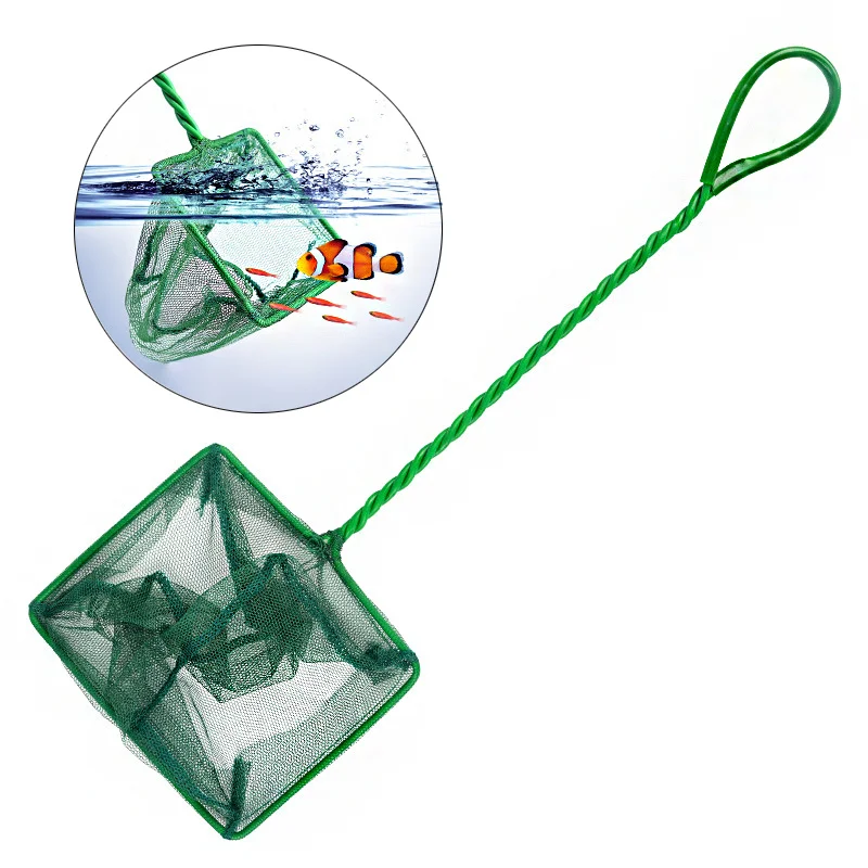 Portable Fish Net Long Handle Square Aquarium Accessories Fish Tank Landing  Net Fishing Net Outdoors Crab Traps Fishing Tools