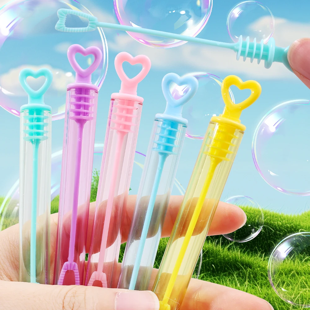 50pcs Bubble Blowing Love Colored Test Tube Water Bottle Toys Children's Mini Soap Bubble Stick Birthday Party Wedding Gifts 2