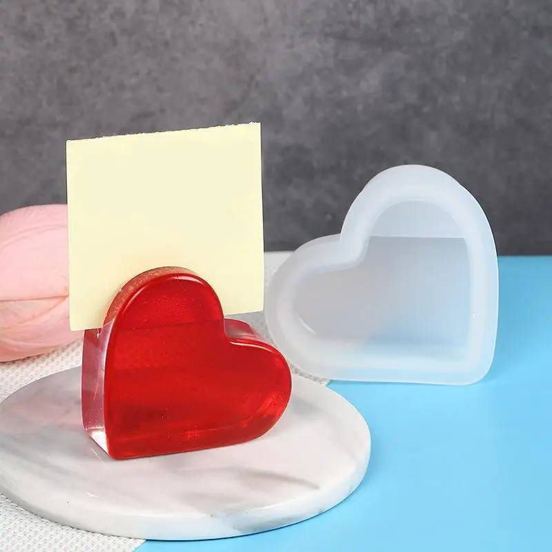 Elegant Silicone Mold for Heart, Cloud & Flower Card Holders - DIY Desktop Ornaments with Epoxy Resin