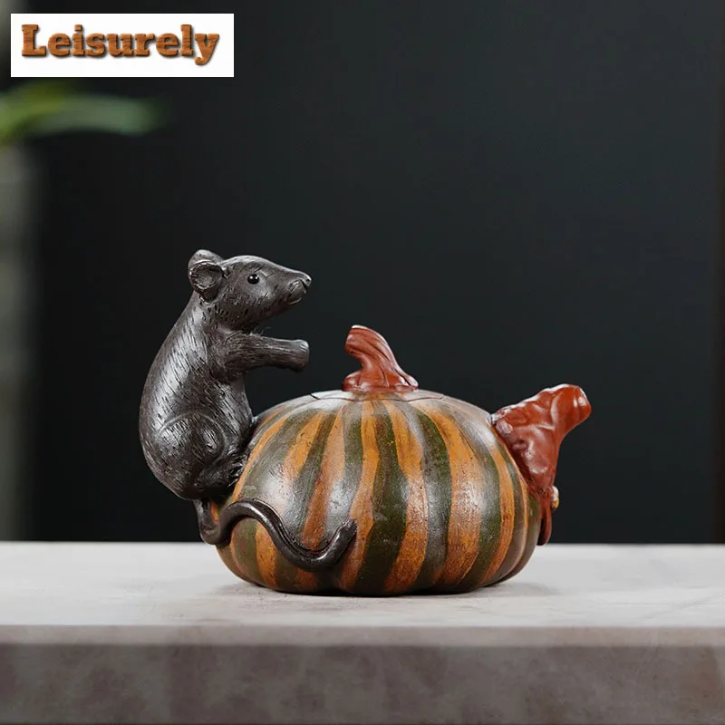 400ml Creative Yixing Purple Clay Teapot Handmade Pumpkin Rat Pot Raw Ore Mud Kettle With Filter Zisha Teaset Tea Services Craft