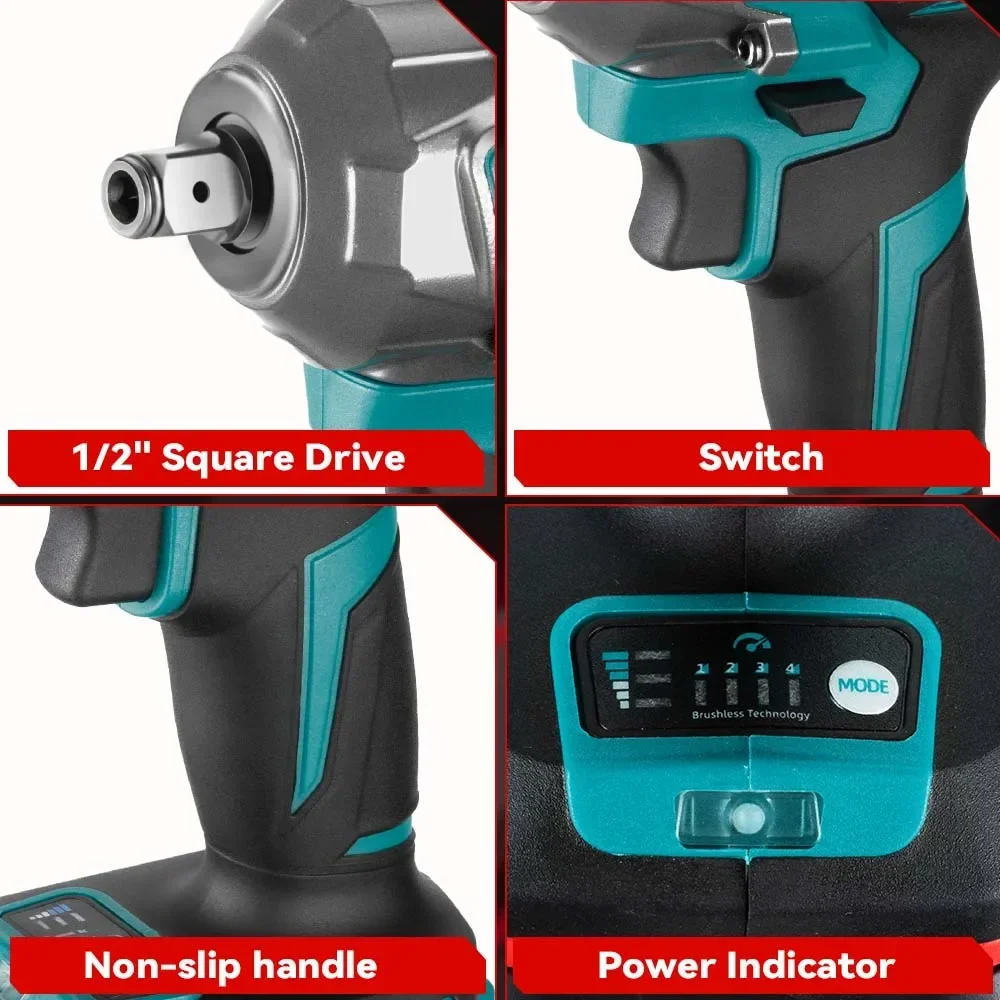 1200N.M Brushless Electric Impact Wrench 1/2Inch Cordless Electric Wrench Socket Screwdriver Power Tools For Makita 18V Battery 3