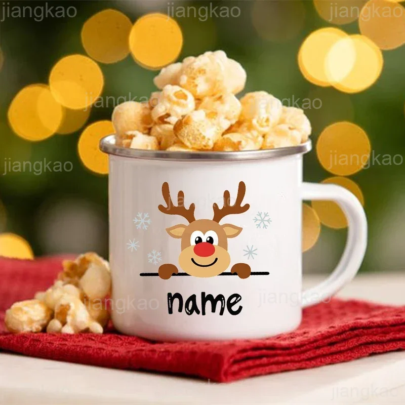 Andaz Press Personalized Kids Christmas Hot Chocolate Mug - 11oz Stainless Steel Campfire Cup, Custom Name Gift