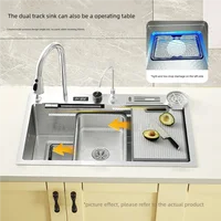 อ่างล้างจานสแตนเลสน้ําตกล้างจานผักอ่างล้างหน้ามัลติฟังก์ชั่นสมาร์ทดิจิตอลจอแสดงผลขนาดใหญ่ช่องเดียว 5