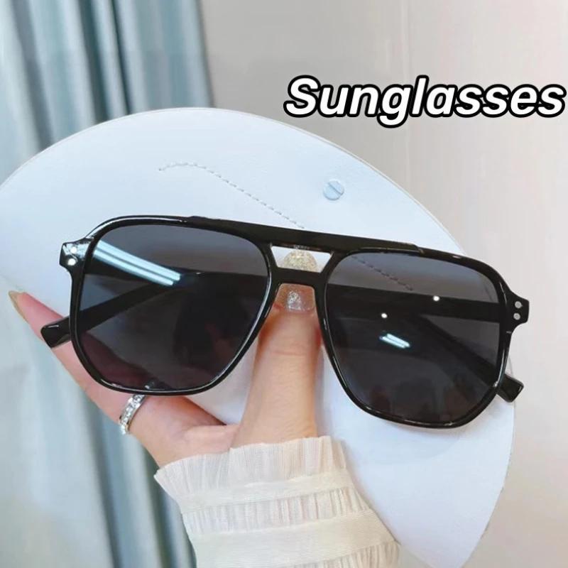 

2024 New Retro Jelly Color Women Square Sunglasses Outdoor Ocean Slice Double Beam Sunglasses UV400 Eye Protection Goggles