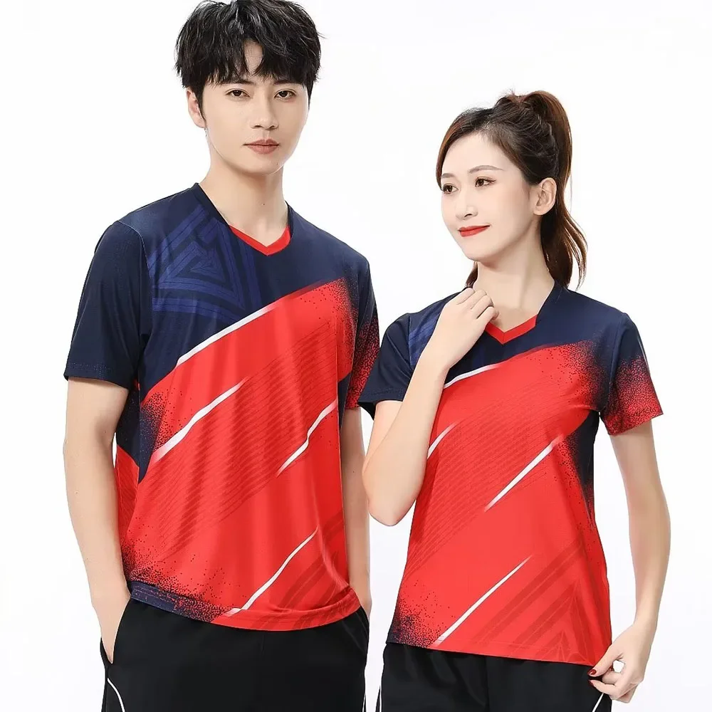 Men Women Kids Tennis Ping Pong T-shirt Short Sleeve Sports Tops Quick Dry Couple Family Summer Badminton Volleyball Jersey