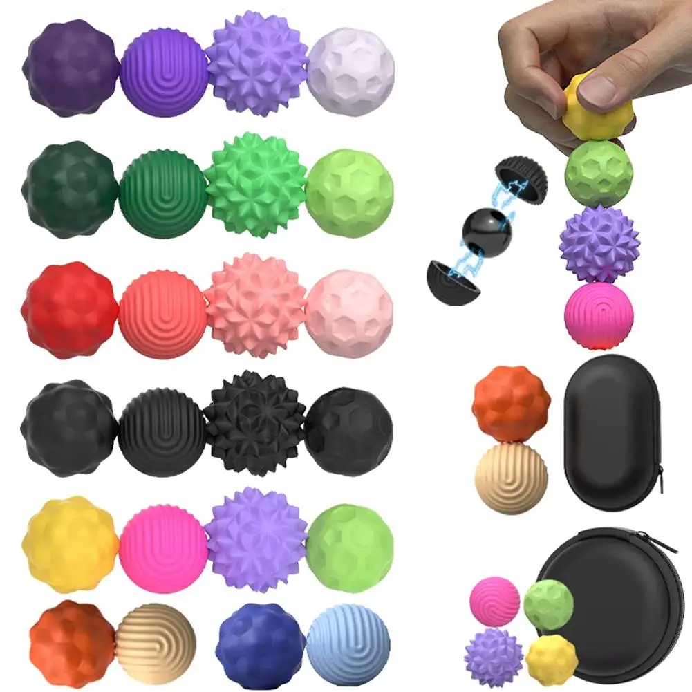 Elastic Silicone Magnetic Sensory Balls Fidget Toy Stress Anxiety Relief Autism ADHD Calming Sensory Toy For Kids Adults EDC Gif