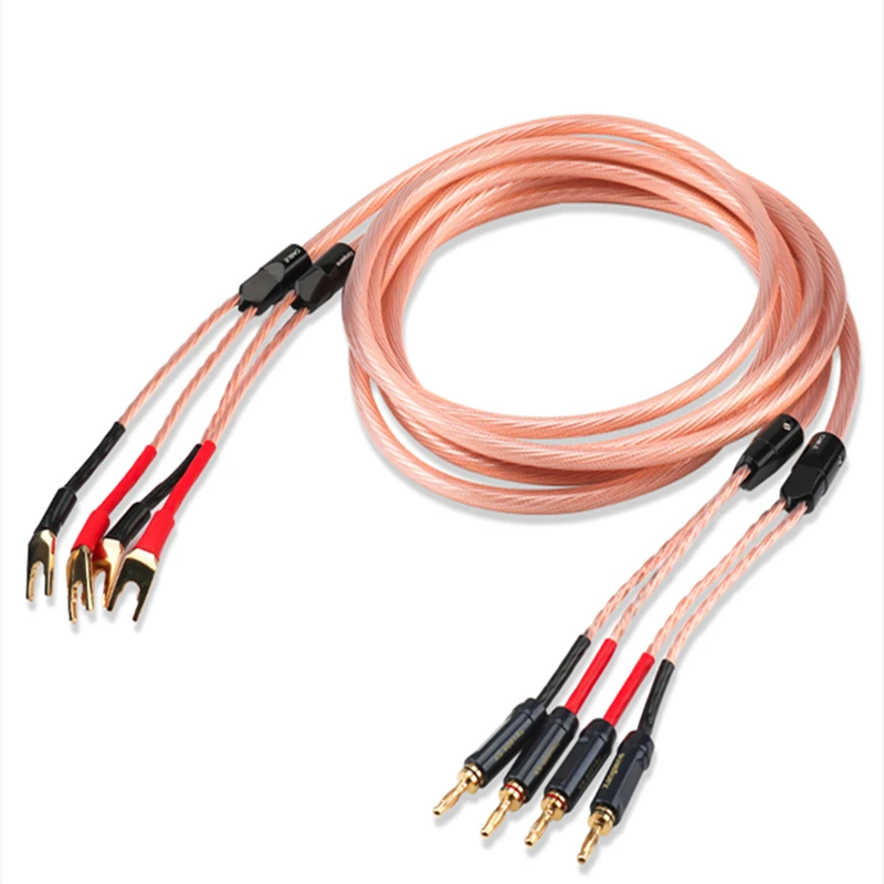 

12 Strands 5N OCC Speaker Cable Gold-plated Banana Plug HiFi Audio Power Amplifier Main LoudSpeaker Cable