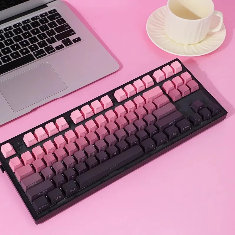 Algas Vermelhas Feijão Colar Rosa Backlit Teclado Oem Perfil Keycap Teclado Personalizado 68 84 87 Mx1.0 6.0 8.0 Conjunto
