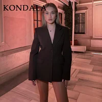 KONDALA 2026 Spring Summer Elegant Valentine‘s Day Suits Fashion Shrug Pockets Blazers Elegant Zipper Skirts Chic Baggy Pants - Image 2
