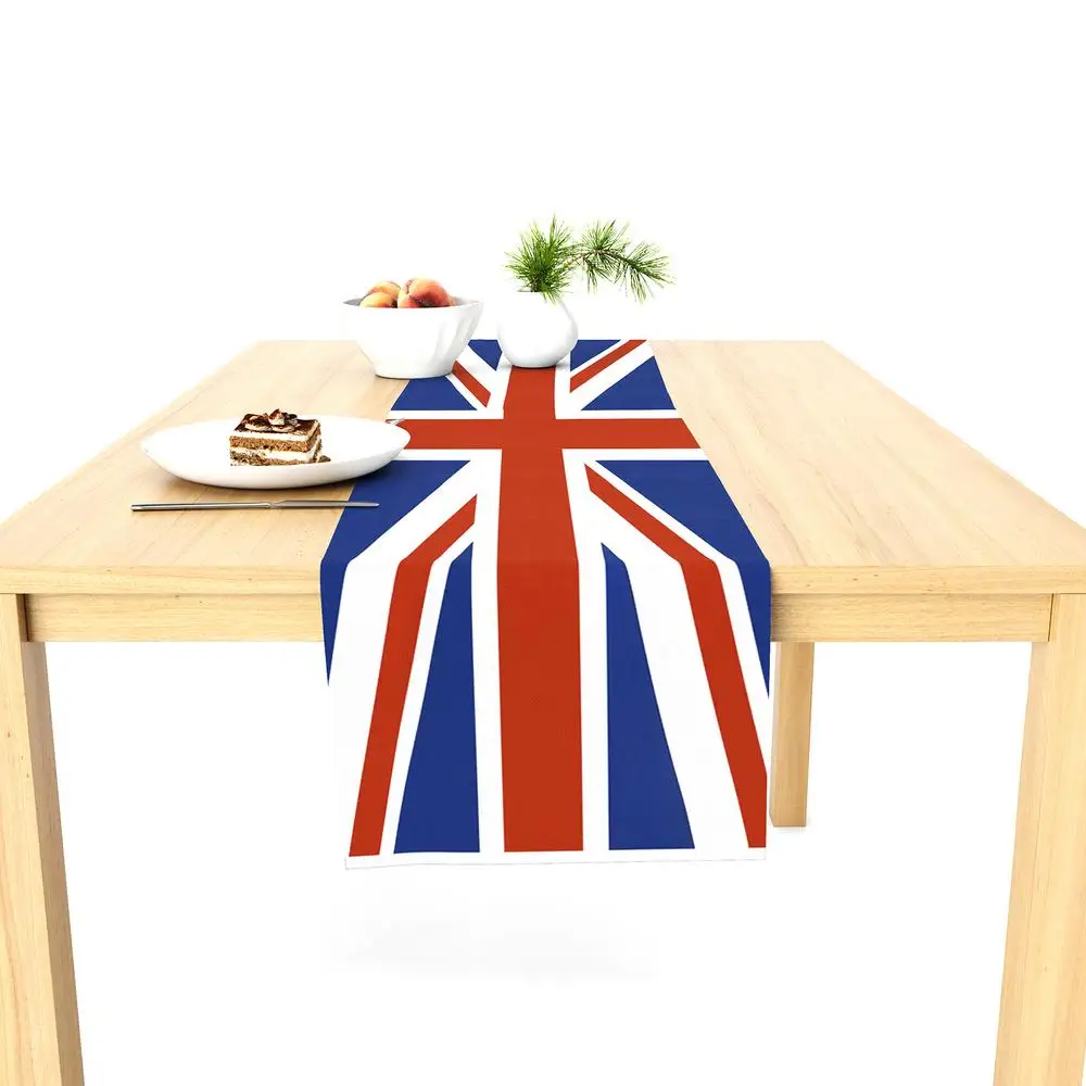 Description Picture 2 of itemUnion Jack Flag Table Runner Rectangular Tablecloth With Uk British Flag Printing Reusable Washable For Parties Home Decor