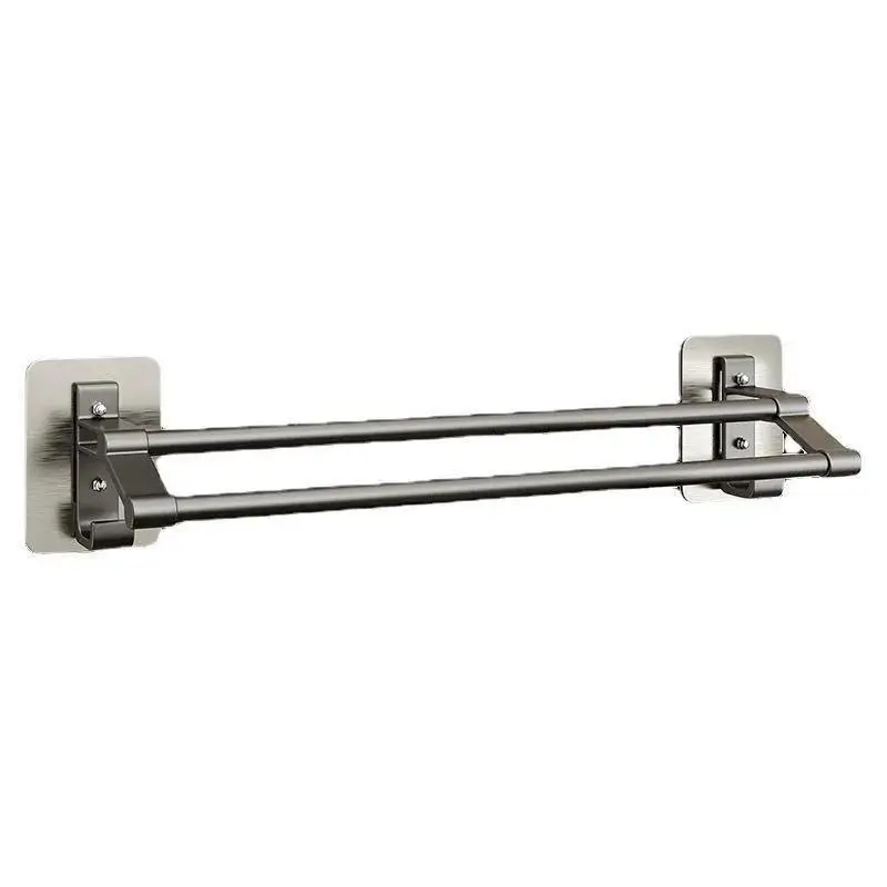 Towel Layer Two Holder Bathroom Towel Rack Bar Storage With Kitchen Bathroom Organizer Accessories Rack Hook Self-adhesive