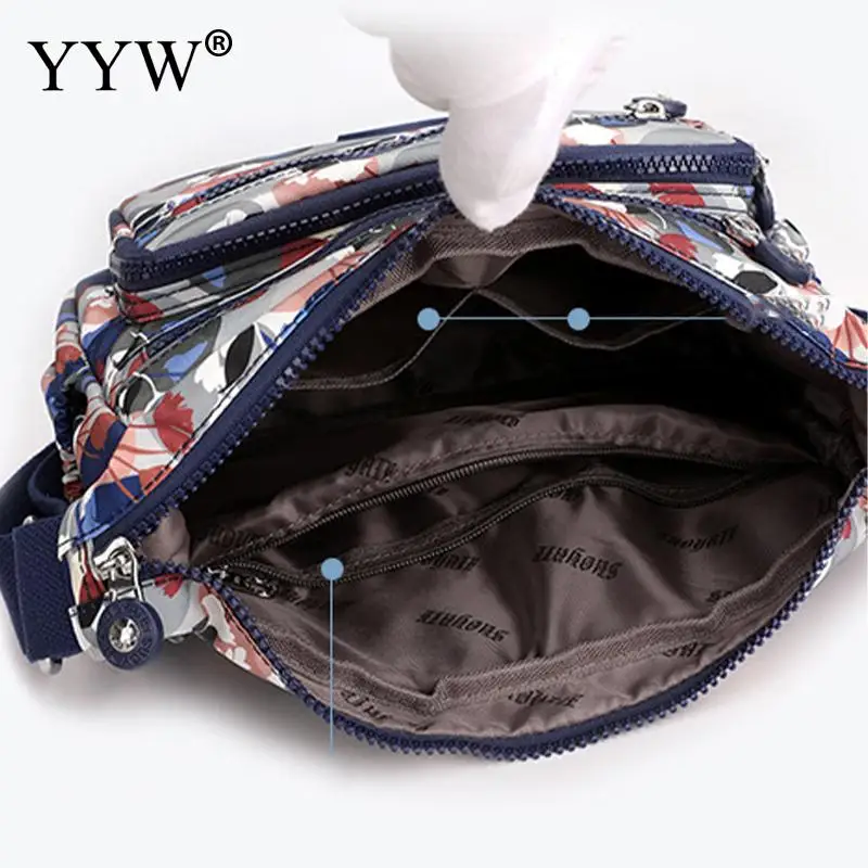 Floral Printing Casual Designer Women Shoulder Bag Nylon Female Handbag Large Capacity Waterproof Girls Messenger Crossbody Bags