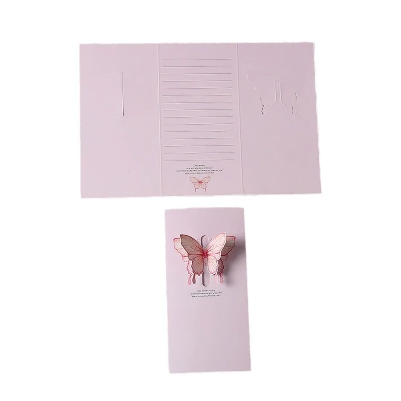 Elegant 3D Pop-Up Butterfly Bow Card Out Hollow Thank You Card for Valentine's Day Christmas for Flower Gift Stores