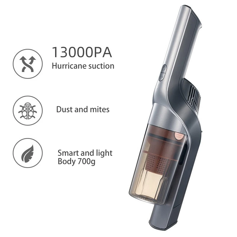 휴대용 무선 자동차 진공 청소기, 13000PA 핸드 USB 진공 청소기, HEPA 필터 포함, 자동차 가정 애완 동물 털 청소