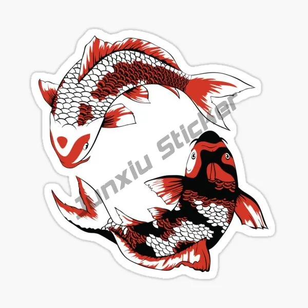 thumbnail image 1 of Pegatina de vinilo con diseño de pez koi nadando, Yin Yang, arte de pared, tatuaje de Carpe Diem, calavera, pegatinas de personalidad para coche, bricolaje, 3D, RV, 1 of 5
