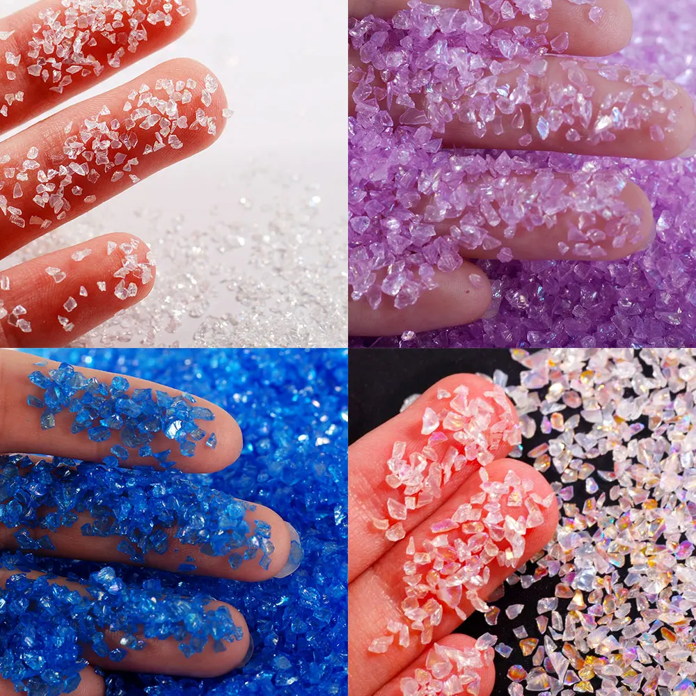 

200g Irregular Metallic Broken Stones 2-4MM Craft Glitter Glass Rhinestones For Necklace Pendant Nail Art Accessories