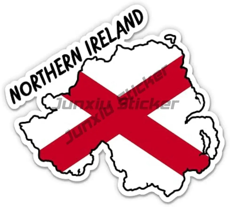 Northern Ireland Map with Flag Red Hand of Ulster Vinyl Occlusion Scratch Decal Bumper Bodywork Suv Vehicle Accessories Decor
