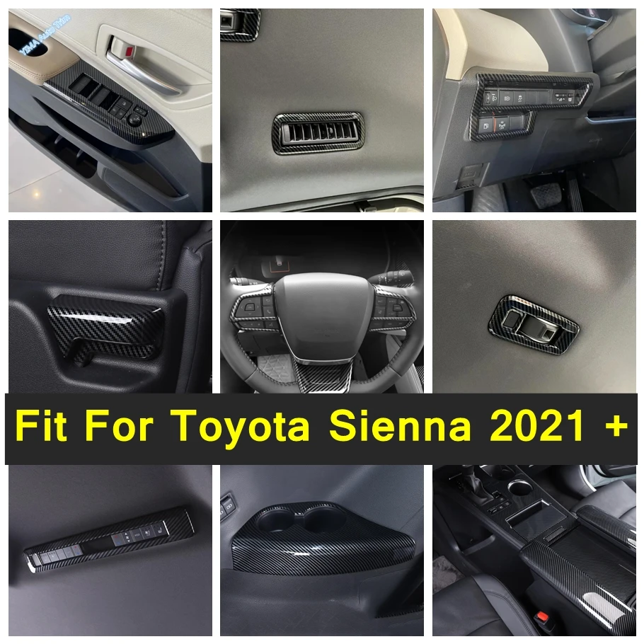 

Carbon Fiber Look Dashboard Tachometer Display Screen / Water Cup Holder / AC Cover Trim Accessories For Toyota Sienna 2021-2023
