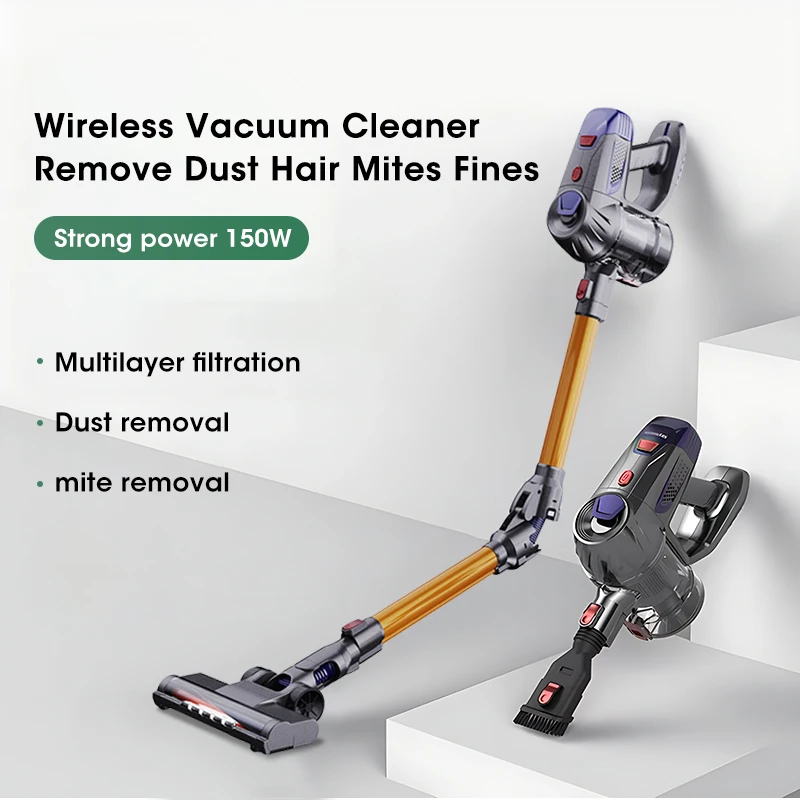

Wireless Handheld Vacuum Cleaner 15kPa 150W Powerful Dual Motor LED Electric Sweeper Cordless Home Car Remove Mites Dust Cleaner