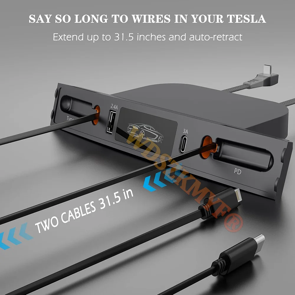 USB Shunt HUB For Tesla 2021~2023 Model 3 2021~2024 Model Y Quick Charger 27W Intelligent Docking Station Gifts for Tesla Owners