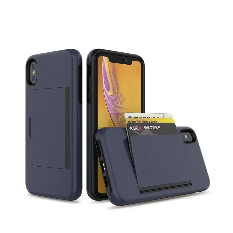 Candy Color Flip Armor Card Slot Phone Case Cover