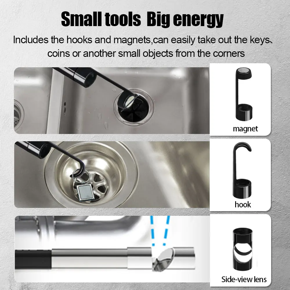 Dual Lens Industrial Endoscope 4.3 Inch 8mm Dual Camera IP67 Waterproof Inspection Camera Digital Borescope 2600mAh Batter