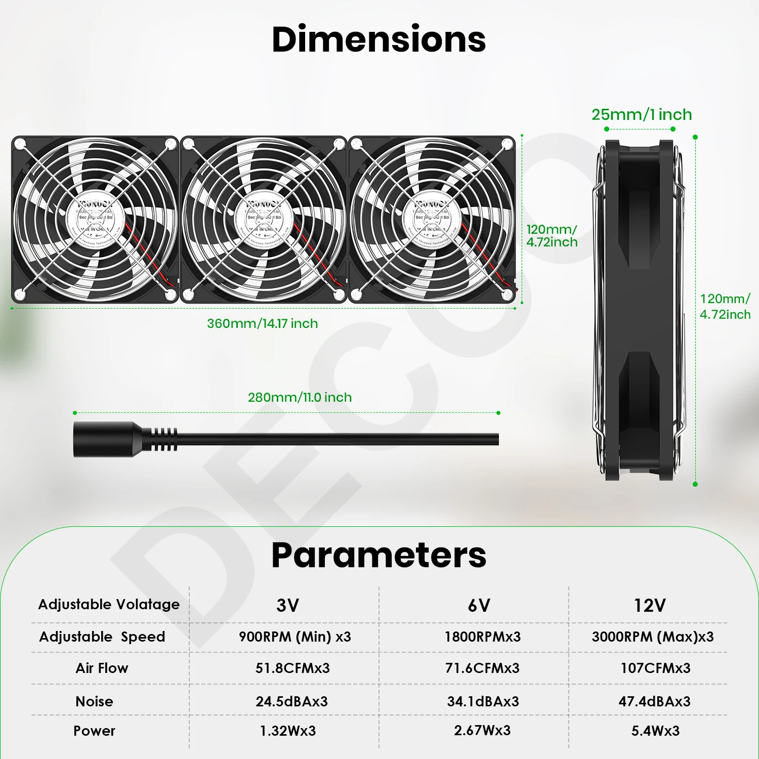 ventilador de refrigeração, DC 12V 220V, 120mm, 12cm