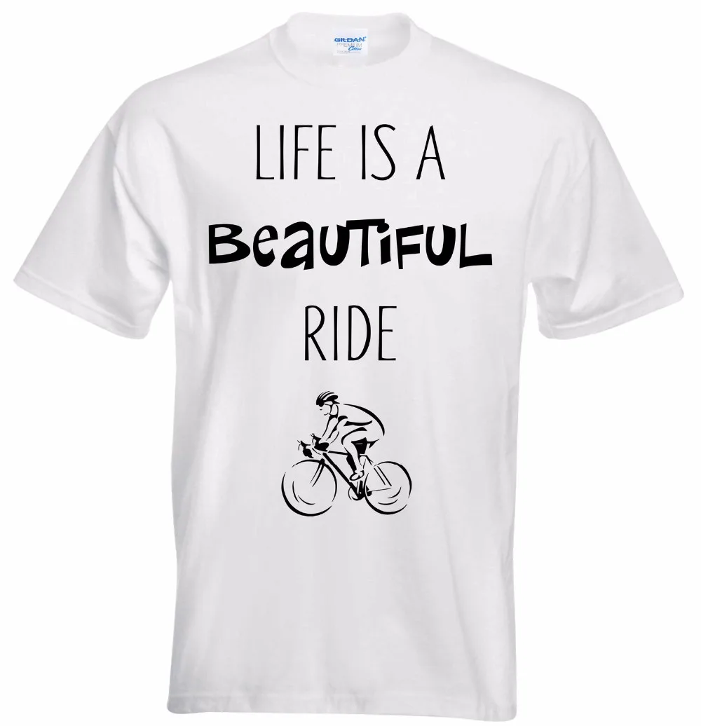 Футболка мужская с принтом, летняя Классическая тенниска с надписью «Life Is A Beautiful Rider» для езды на велосипеде и велосипеде, со слоганом для хобби