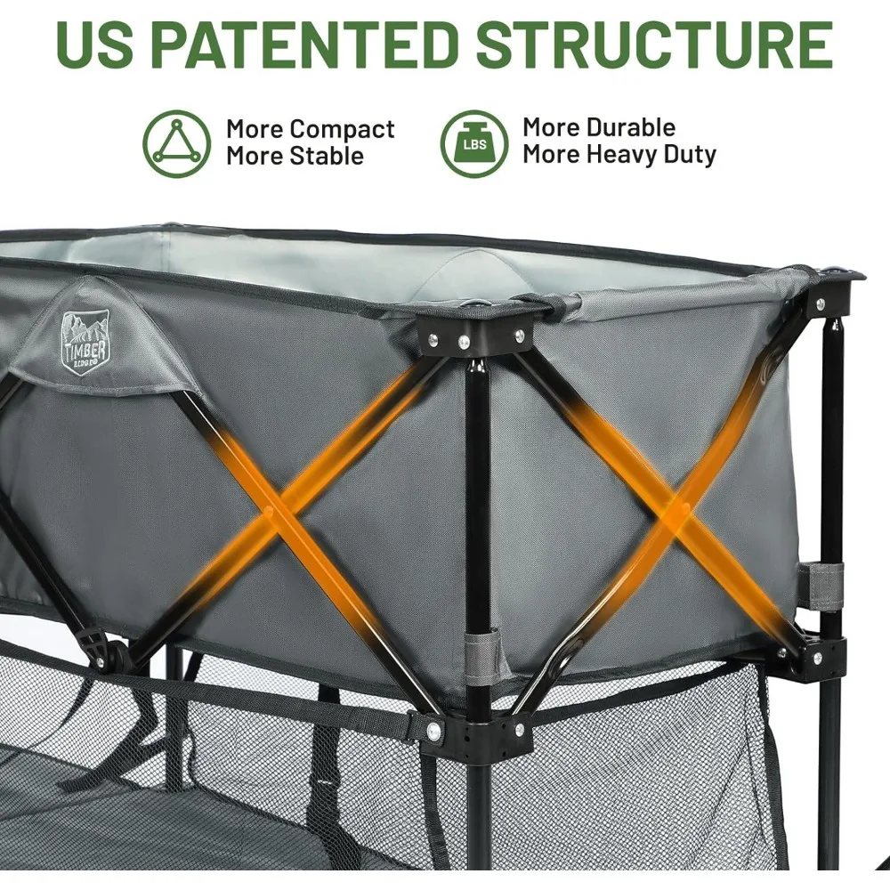 TIMBER RIDGE 400L Large Capacity Folding Double Decker Wagon, 54" Extra Long Extender Wagon Cart, 450lbs Heavy