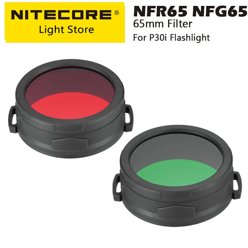 

NITECORE NFR65 NFG65 Flashlight Filter 65mm Red Green Diffuser Len Adapter For P30i MH40S LED Troch Filters