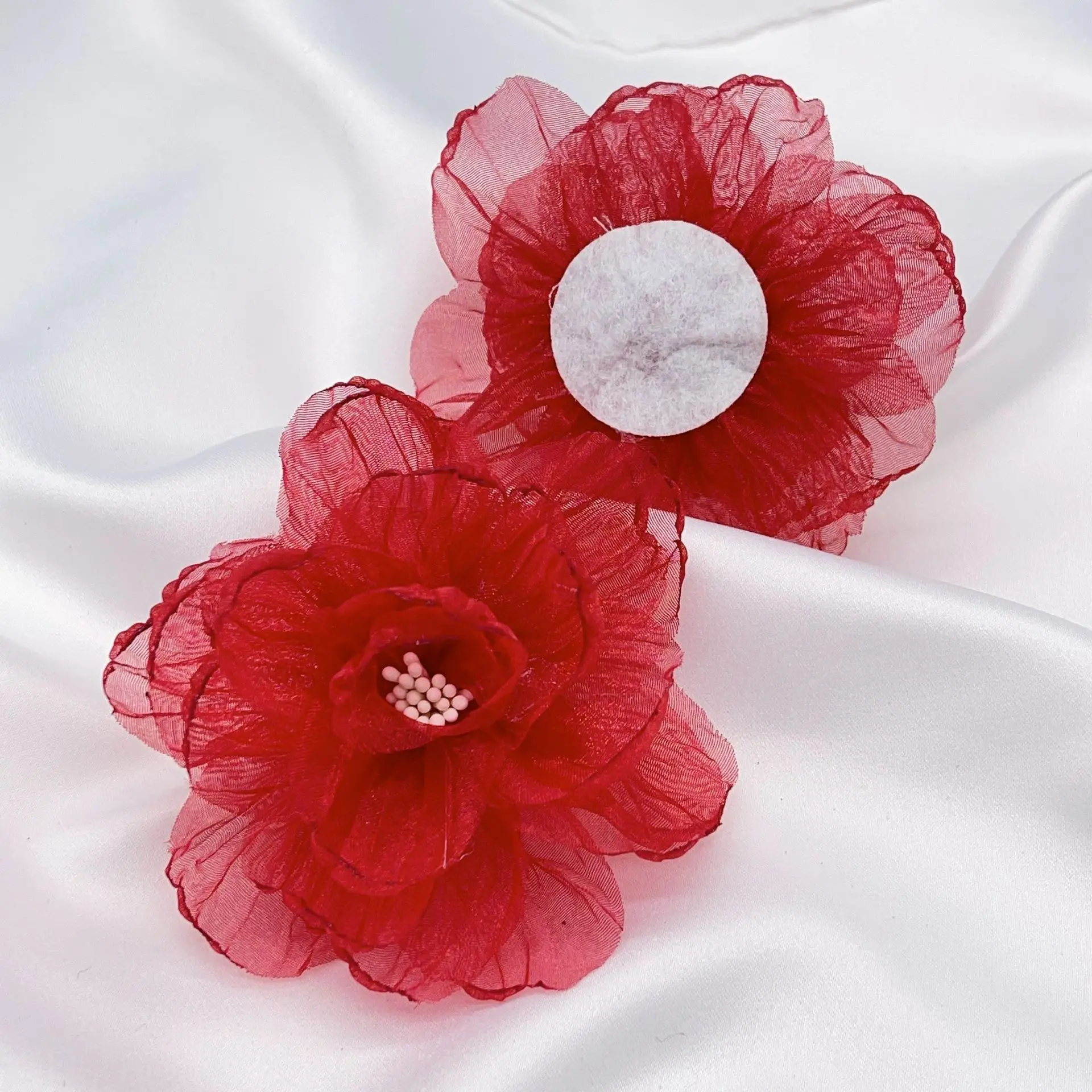 Parche de flores de tela Artificial de Organza de 9CM, apliques para  vestido de novia, velo de pelo, ropa, accesorios de decoración - AliExpress