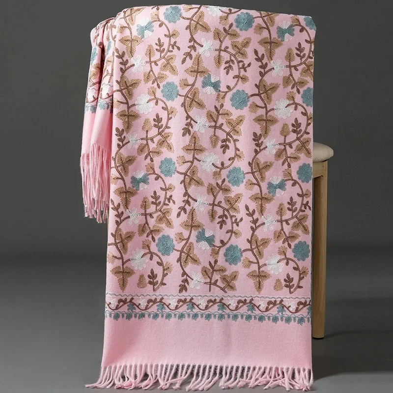 Embroidered ginkgo leaves-pink